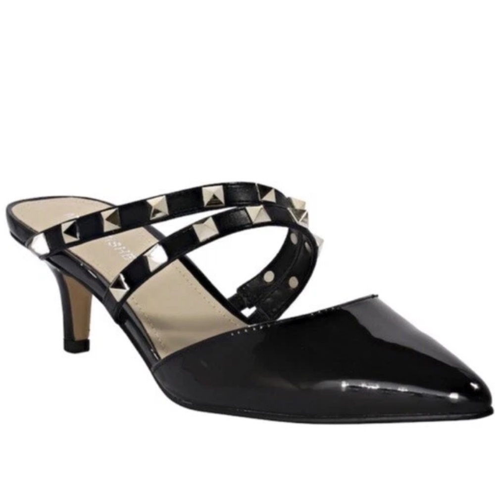 Marc Fisher Black Studded Pointed-Toe Heels